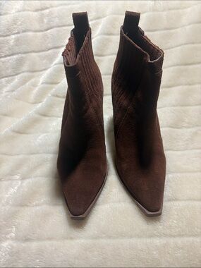 Vince Camuto Dark Brown Suede Pointed Toe Ankle Booties 8
